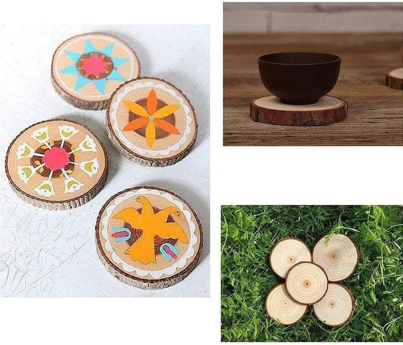 William Craft Natural Wood Slices 25Pcs 3.1-3.5 Inches Unfinished Wood Craft Kit Undrilled Wooden Circles Without Hole Tree Slice with Bark for Arts Painting Christmas Ornaments DIY Crafts - Image 5